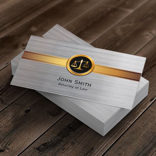 Attorney at Law Modern Gold  Silver Lawyer Business Card