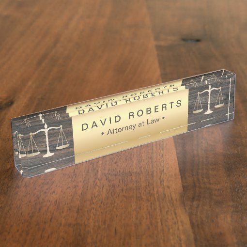 Attorney at Law Modern Gold & Wood Lawyer Name Plate Zazzle
