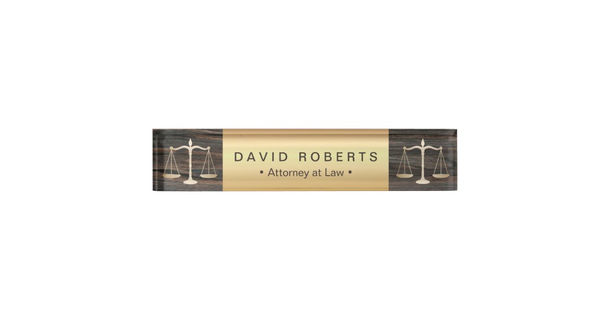 Attorney at Law Modern Gold & Wood Lawyer Name Plate ...