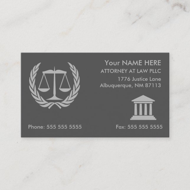 Attorney at Law Modern Grey Appointment Business Card (Front)