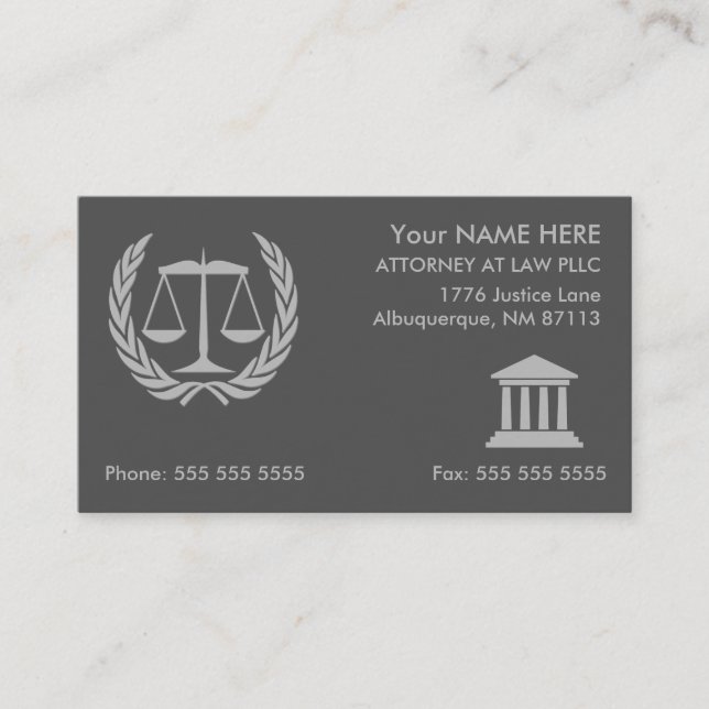 Attorney at Law Modern Grey Business Card (Front)