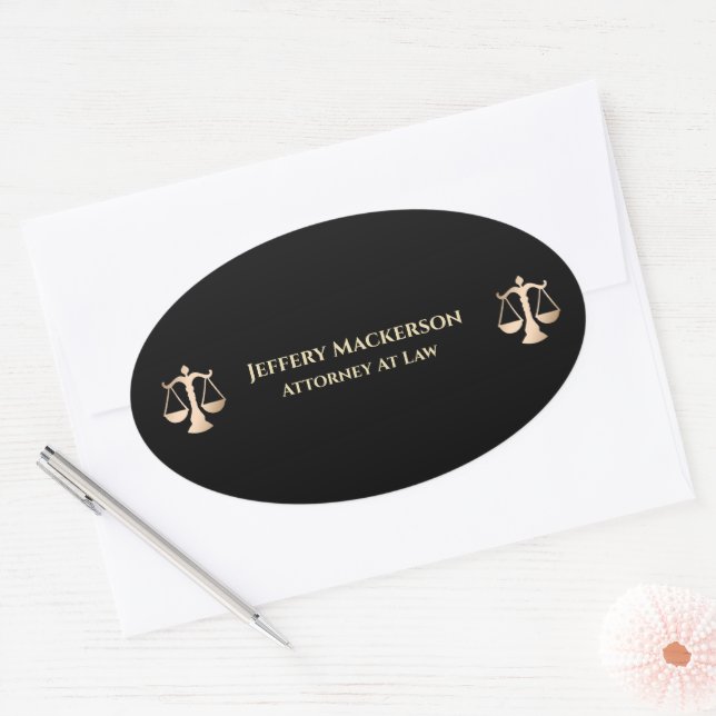 Attorney At Law Modern Professional Oval Sticker (Envelope)