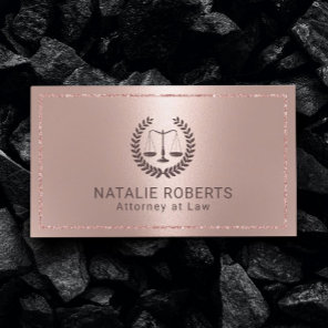 Attorney at Law Modern Rose Gold Frame Lawyer Business Card