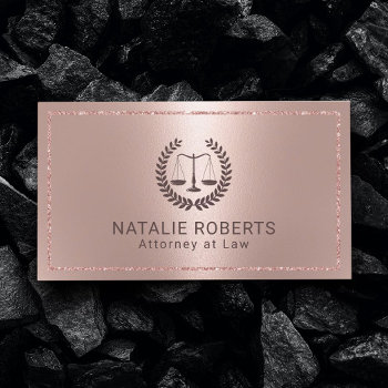 Attorney At Law Modern Rose Gold Frame Lawyer Business Card by cardfactory at Zazzle