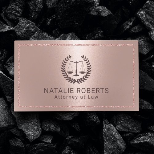 Attorney at Law Modern Rose Gold Frame Lawyer Business Card
