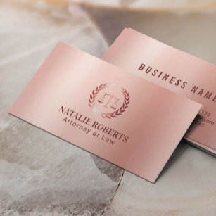 Attorney at Law Modern Rose Gold Lawyer Business Card