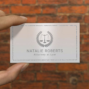 Attorney at Law Modern Silver Frame Lawyer Business Card