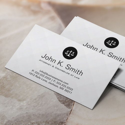 Attorney at Law Monogram Modern Silver Lawyer Business Card