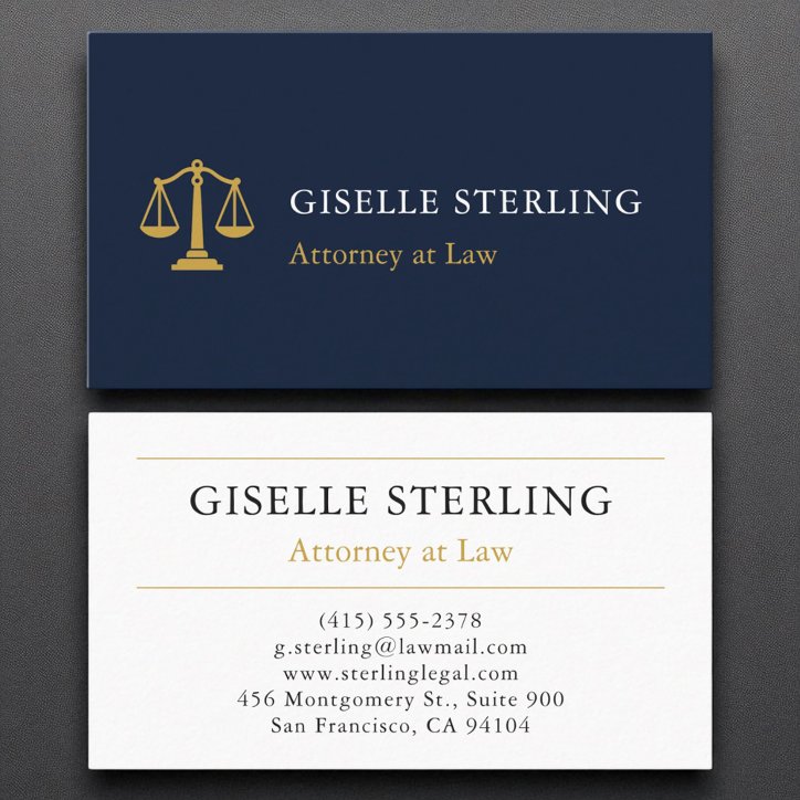 Attorney at Law Navy Blue Gold Business Card