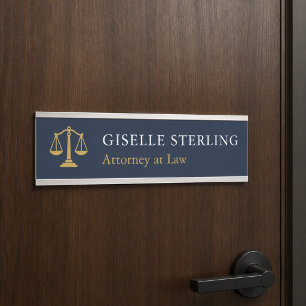 Attorney at Law Navy Blue Gold Door Sign