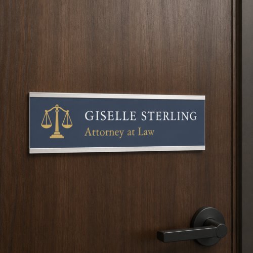 Attorney at Law Navy Blue Gold Door Sign