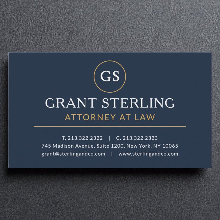Attorney At Law Navy Blue Gold Luxury Business Card
