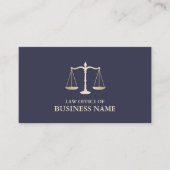 Attorney at Law Navy Blue & Gold Plain Business Card (Front)