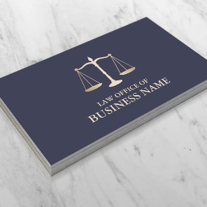Attorney at Law Navy Blue & Gold Plain Business Card