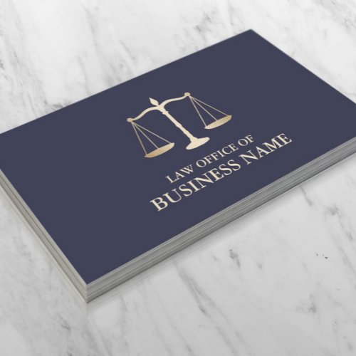 Attorney at Law Navy Blue  Gold Plain Business Card