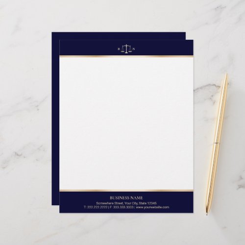 Attorney at Law Navy  Gold Law Office Lawyer  Letterhead
