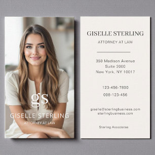 Attorney at Law Neutral Professional Photo Business Card