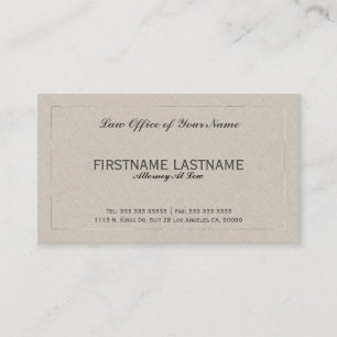 Attorney At Law Office Beige Faux Linen Business Card