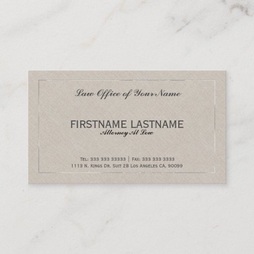 Attorney At Law Office Beige Faux Linen Business Card