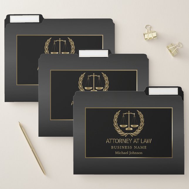 Attorney at Law Office - Black and Gold File Folder (Set)