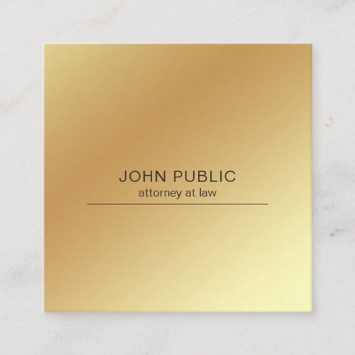 Attorney At Law Office Elegant Gold Look Modern Square Business Card