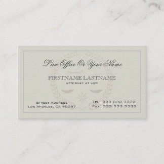 Attorney At Law Office Simple Linen Texture 2 Business Card