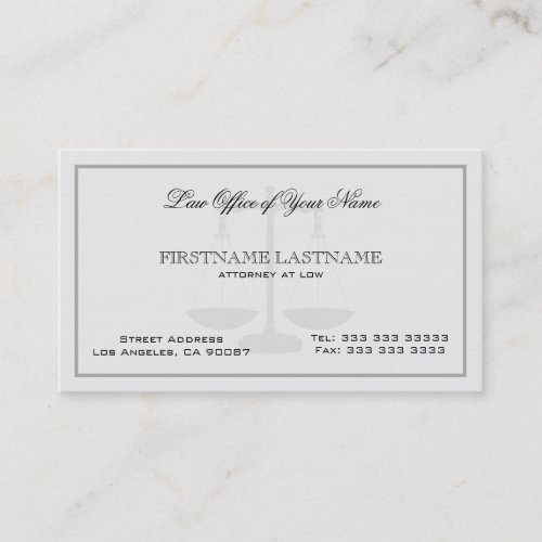 Attorney At Law Office Simple Linen  Texture Business Card