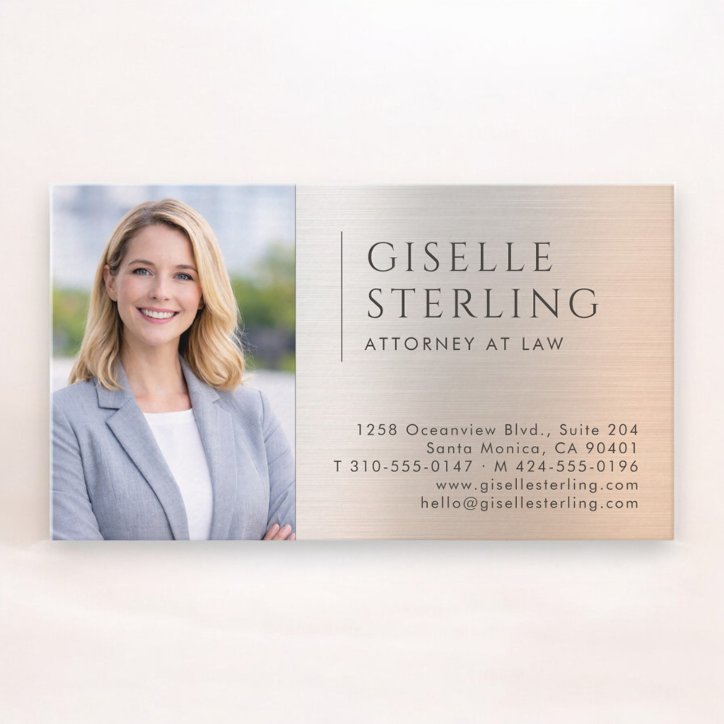 Attorney At Law Photo Brushed Metal Business Card