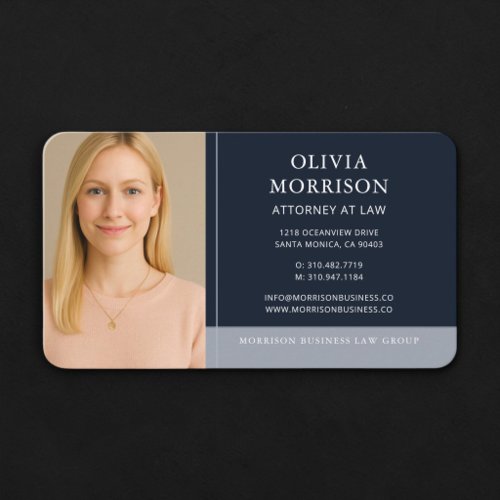Attorney at Law Photo Navy Blue  Business Card
