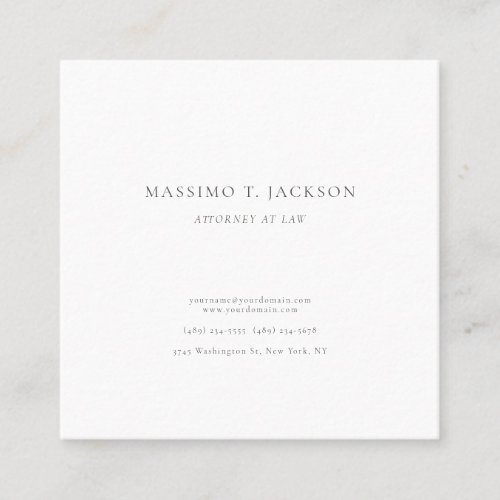 Attorney at Law Plain Minimalist Professional Square Business Card