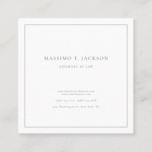 Attorney at Law Plain Minimalist Professional Square Business Card