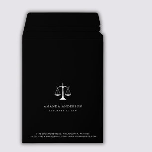 Attorney At Law Professional Black Custom Minimal Envelope Mailers