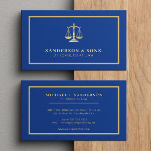 Attorney at law professional elegant gold blue business card