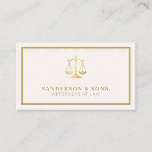 Attorney at law professional elegant gold cream business card