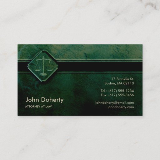 Customizable ATTORNEY AT LAW - Green Business Card