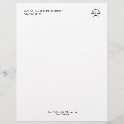 Attorney at Law  Professional Lawyer Letterhead