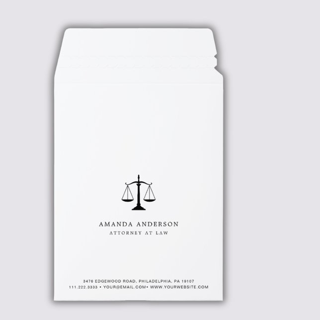 Attorney At Law Professional Simple Custom Minimal Envelope Mailers (Creator Uploaded)