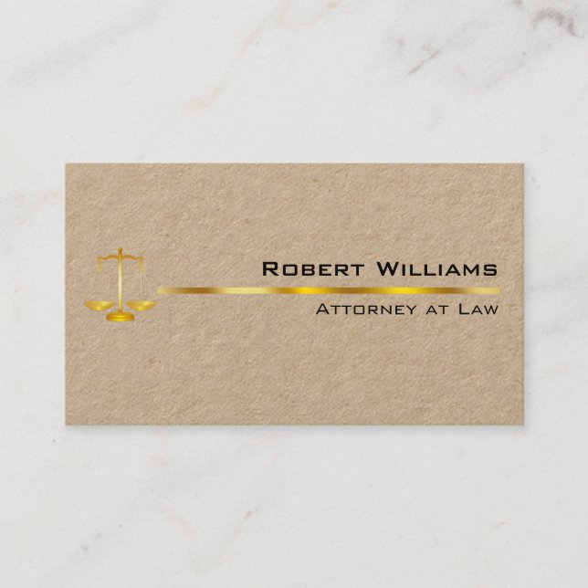 Attorney At Law Professional Simple Gold Legal Business Card (Front)