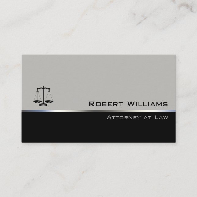 Attorney At Law Professional Simple Gray Black Business Card (Front)