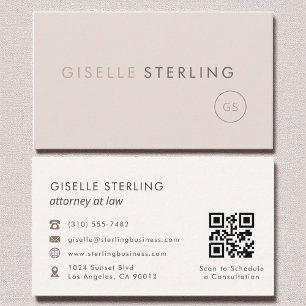 Attorney at Law QR Code Blush Pink Luxury  Business Card