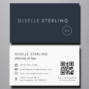 Attorney at Law QR Code Navy Blue Luxury Business Card