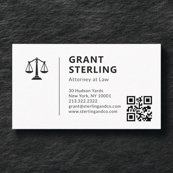 Attorney At Law QR Code Scales Of Justice Business Card