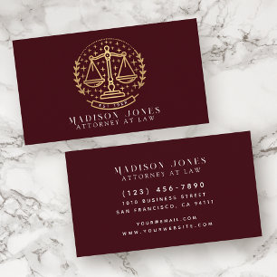 Attorney at Law Red and Gold Lawyer Business Business Card