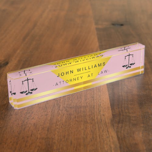 Attorney At Law Rose Gold Black Legal Scale Name Plate