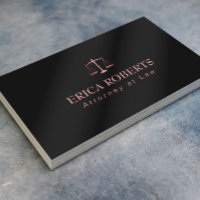 Attorney at Law Rose Gold Metallic Black Lawyer Business Card