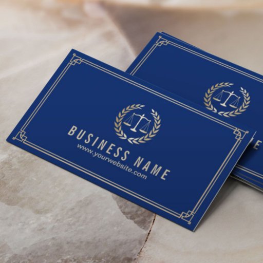 Customizable Attorney at Law Royal Blue Gold Framed Lawyer Business Card