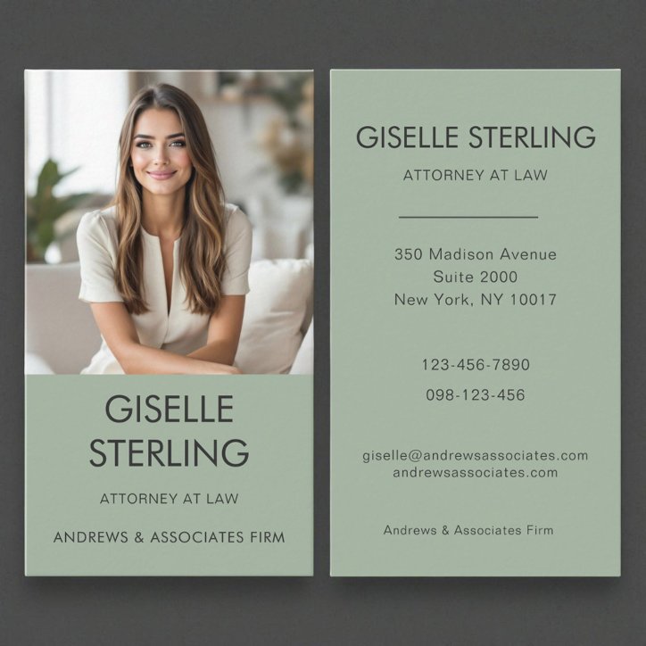 Attorney At Law Sage Green Professional Photo Business Card
