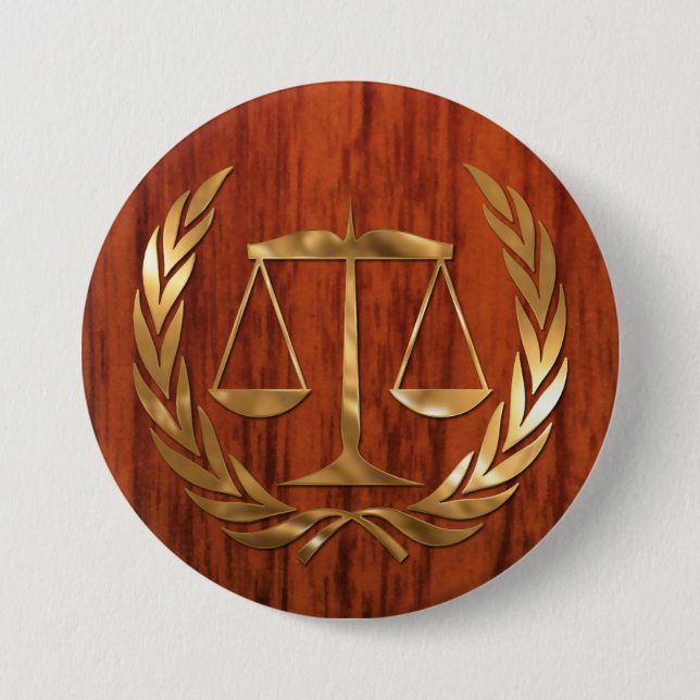 Attorney at Law Scales of Justice  Button (Front)