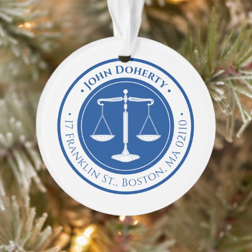 Attorney At Law  Scales of Justice Deep Blue Ornament