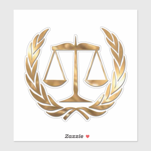 Attorney at Law Scales of Justice Gold Sticker (Sheet)
